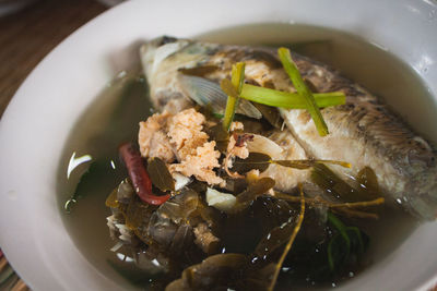 High angle view of food in bowl