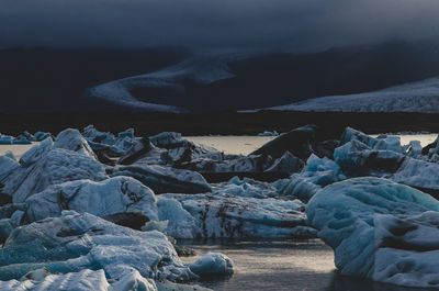 Icebergs on jokulsarlon, glacier lake on iceland.