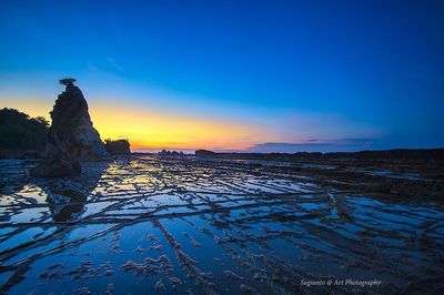 Scenic view of sea at sunset