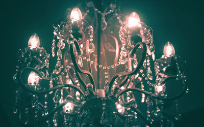 Close-up of illuminated chandelier