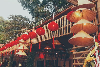 Low angle view of traditional built structure against sky