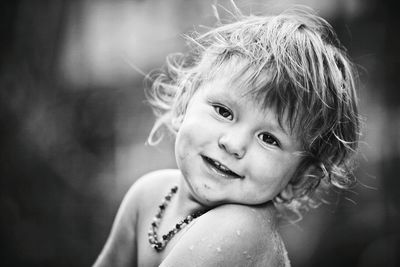 Close-up portrait of happy child