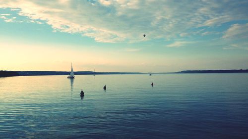 Scenic view of sea at sunset