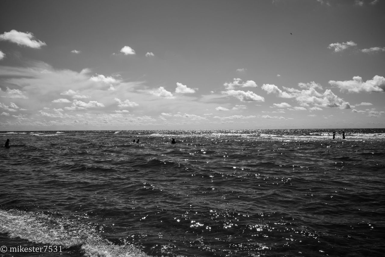 Scenic view of sea against cloudy sky