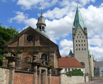 Low angle view of buildings against sky