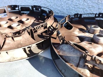 High angle view of machine on table