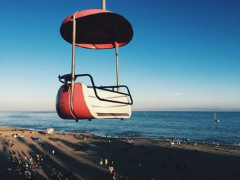 View of calm blue sea against clear sky