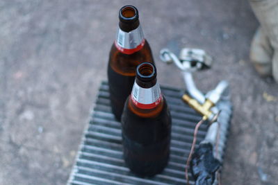 High angle view of drink on table