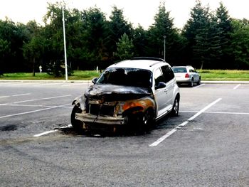 Cars parked on road