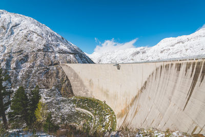 High alpine dam and reservoir lake kölnbreinsperre, malta, austria