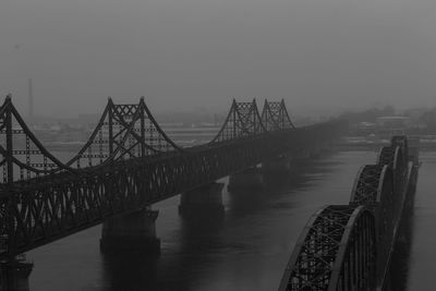 Bridge over river at dusk