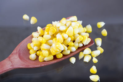 Close-up of hand holding yellow water in container