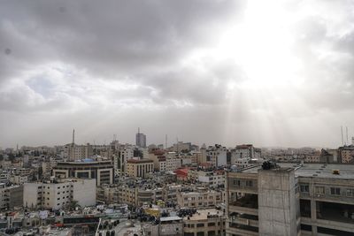 High angle view of buildings in city