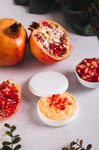 High angle view of food on table
