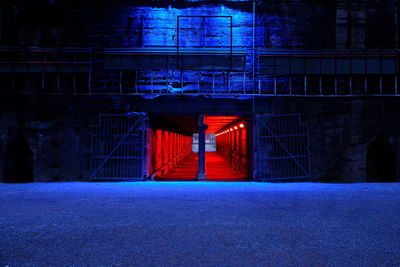 Illuminated entrance of building