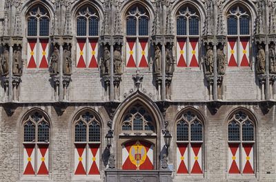 Close-up of flag against building