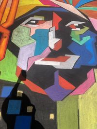 High angle view of graffiti on wall