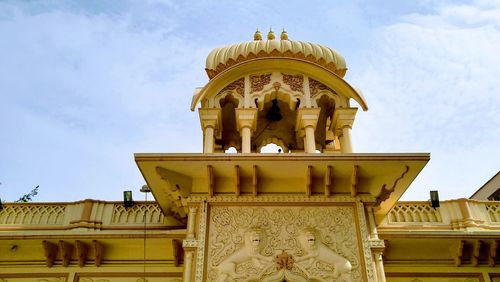 Low angle view of temple building against sky