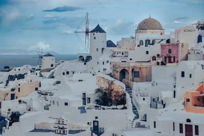 High angle view of townscape against sky