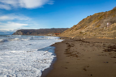 Scenic view of beach against sky