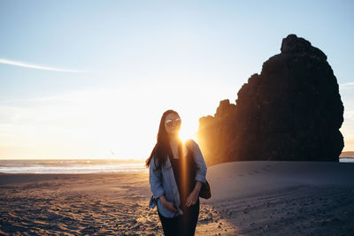 Scenic view of sea at sunset