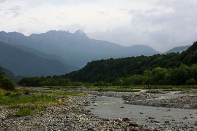 Scenic view of mountains against sky