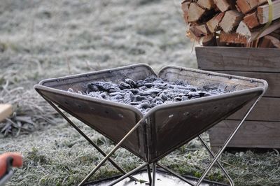 High angle view of box on field