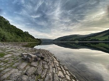 Scenic view of lake against sky