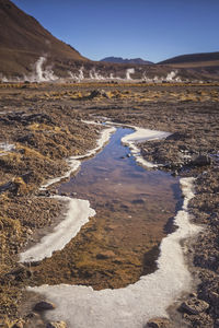 Environment geysers of "el tatio" at sunrise