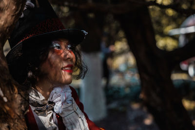 Portrait of woman wearing hat