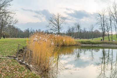 Scenic view of lake against sky