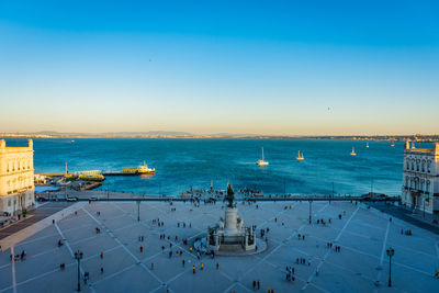 High angle view over commerce square in lisbon