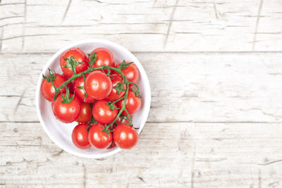 High angle view of tomatoes on table