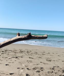 Scenic view of beach against clear sky