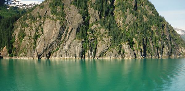 Scenic view of sea and mountains