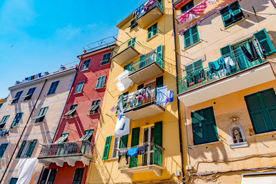 Low angle view of residential building against sky