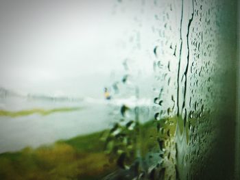 Full frame shot of wet glass window