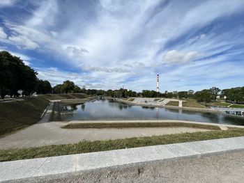 Scenic view of lake against sky