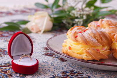 Close-up of food on table