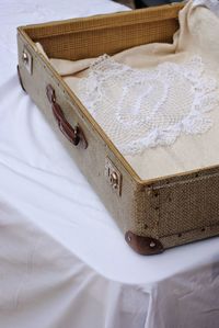 Open suitcase on table