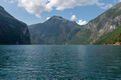 Scenic view of sea and mountains