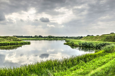 Scenic view of lake against sky