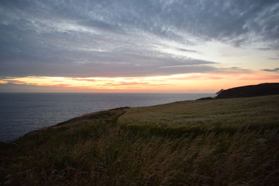 Scenic view of sunset over sea