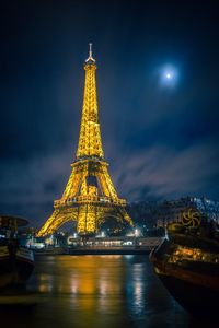 Illuminated tower at night