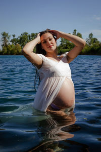 Pregnant girl in the water