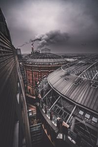 Aerial view of city against sky