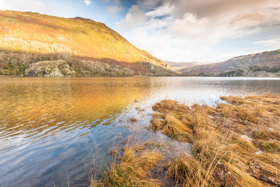 Scenic view of lake against sky