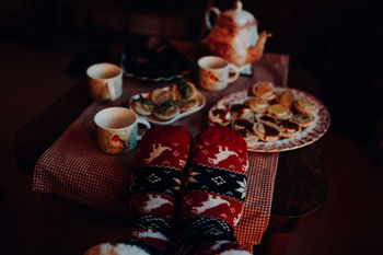 Close-up of coffee cup on table