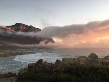 Scenic view of landscape against sky during sunset