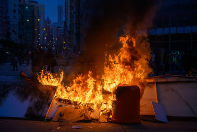 Fire hydrant by buildings in city